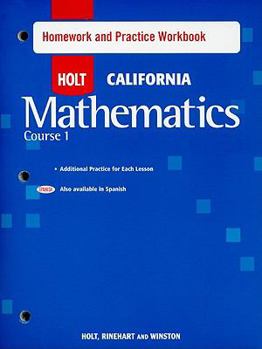 Paperback Holt Mathematics: Homework and Practice Workbook Course 1 Book