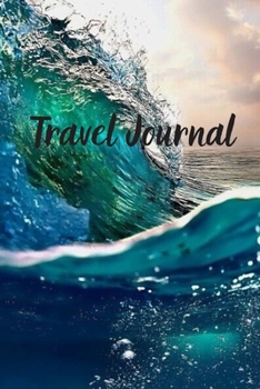 Travel Journal - 6x9 inch blank lined journal ocean wave cover light blue