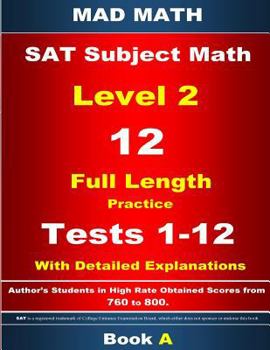 Paperback 2018 SAT Subject Level 2 Book A Tests 1-12 Book