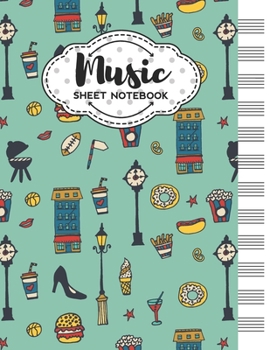 Music Sheet Notebook: Blank Staff Manuscript Paper with Travel Themed Cover Design