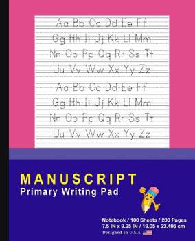 Paperback Manuscript Primary Writing Pad: Pink Blue - Writing Journal Tablet For Kids - Write ABC's & First Words - Handwriting Practice - For Home & School [Cl Book
