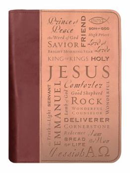 Imitation Leather Names of Jesus Bible Cover, Zippered, Italian Duo-Tone Imitation Leather, Brown/Tan, Large Book