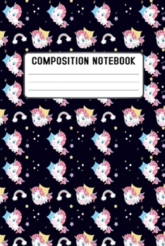 Composition Notebook: UNICORN Pattern Pretty Wide Ruled Animal School Going Student Note Book - Cute Black & White Exercise Book and Journal For Teens ... Notes. Lined Pages / 100 Sheets - Size 6 x 9