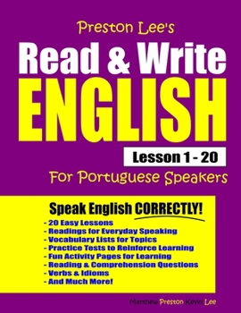 Paperback Preston Lee's Read & Write English Lesson 1 - 20 For Portuguese Speakers Book