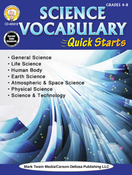 Paperback Science Vocabulary Quick Starts, Grades 4 - 8 Book