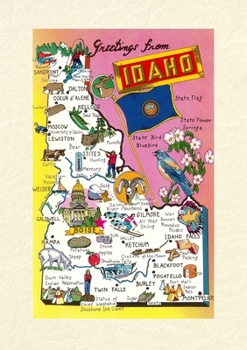 Paperback Vintage Lined Notebook Greetings from Idaho, Map of Highlights Book