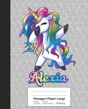 Paperback Hexagon Paper Large: ALEXIA Unicorn Rainbow Notebook Book