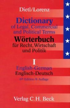 Hardcover Wörterbuch für Recht, Wirtschaft und Politik, Bd.1, Englisch-Deutsch. 6. Auflage. [German] Book