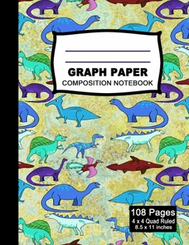 Paperback Graph Paper Composition Notebook: Beautiful Jurassic Age 8.5 x 11 inch Quad Ruled 4 x 4 square grid journal four squares per inch graphing paper, (Not Book