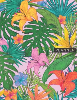 Paperback Planner: Tropical Green Leaves & Flowers 2 Year Monthly Planner with Note Pages (24 Months) - Jan 2020 - Dec 2021 - Month Plann Book