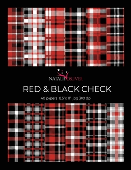 Paperback Red & Black Check.: Scrapbooking, Design and Craft Paper, 40 sheets, 12 designs, size 8.5 "x 11", from Natalie Osliver Book