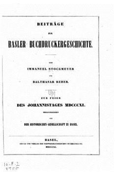 Paperback Beiträge zur Basler buchdruckergeschichte [German] Book