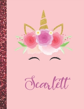 Scarlett: Scarlett Marble Size Unicorn SketchBook Personalized White Paper for Girls and Kids to Drawing and Sketching Doodle Taking Note Size 8.5 x 11