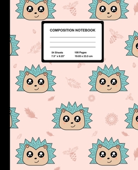 Paperback Composition Notebook: Hedgehog - Wide Ruled Paper Journal - Blank Lined Workbook for Teens Kids Students Girls, for Home School & Writing No Book