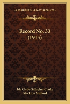Paperback Record No. 33 (1915) Book