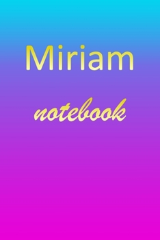 Miriam: Blank Notebook Wide Ruled Lined Paper Notepad Writing Pad Practice Journal Custom Personalized First Name Initial M Blue Purple Gold Taking Class Notes, Homework, Studying School Homeschool & 