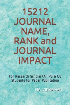 15212 JOURNAL NAME, RANK and JOURNAL IMPACT: For Research Scholar/All PG & UG Students for Paper Publication (2020)