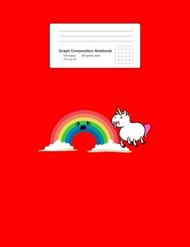 Graph Composition Notebook: Math, Physics, Science Exercise Book - Unicorn Licking Rainbow Funny Magical Animal Girls Gift - Red 5x5 Graph Paper - Back To School Gift For Kids, Teens, Boys, Girls - 7.