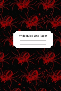 Scary Spider Theme Wide Ruled Line Paper