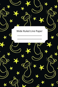 Sleep Cat Theme Wide Ruled Line Paper