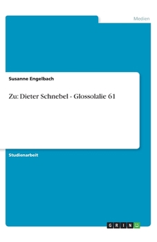 Paperback Zu: Dieter Schnebel - Glossolalie 61 [German] Book