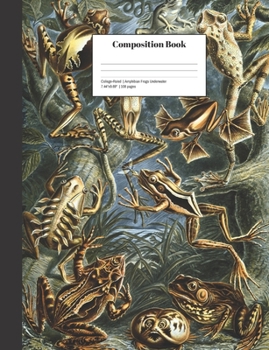 Paperback Composition Book College-Ruled Amphibian Frogs Underwater: School Classroom Notebook Book