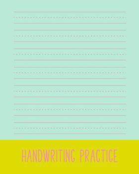 Handwriting Practice: Large Primary Composition Book with Cute Pastel Mint Green and Yellow Cover Design and Dotted Midline Paper