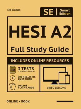 Paperback Hesi A2 Full Study Guide: Complete Subject Review with 100 Video Lessons, 3 Full Practice Tests Book + Online, 900 Realistic Questions, Plus Onl Book