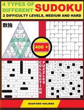 Paperback 4 types of different sudoku. 2 difficulty levels, medium and hard. 400 collection puzzles: Lighthouse Battleship - Yajilin - Calcudoku - Tridoku. Lots Book