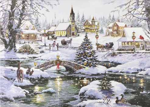 Cards Village Lights Deluxe Boxed Holiday Cards Book