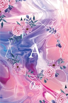 Ava: Monogram Initial Personalized Notebook Journal Gift For Girls And Women - Pink Floral Print