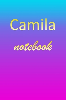 Camila: Blank Notebook | Wide Ruled Lined Paper Notepad | Writing Pad Practice Journal | Custom Personalized First Name Initial C Blue Purple Gold  | ... Homeschool & University Organizer Daybook
