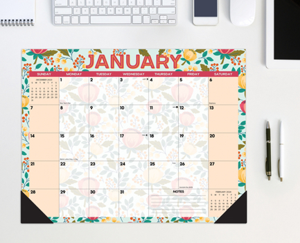 Calendar Spring Floral 2024 22 X 17 Large Monthly Deskpad Book