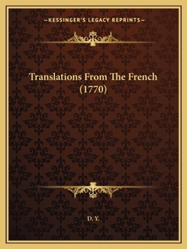 Paperback Translations From The French (1770) Book