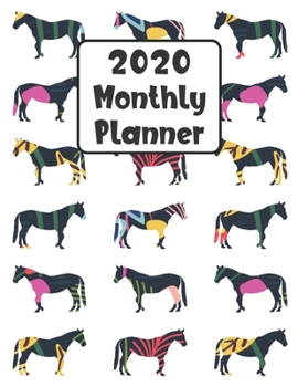 Paperback 2020 Monthly Planner: Horse 12 Month Planner Calendar Organizer Agenda with Habit Tracker, Notes, Address, Password, & Dot Grid Pages Book