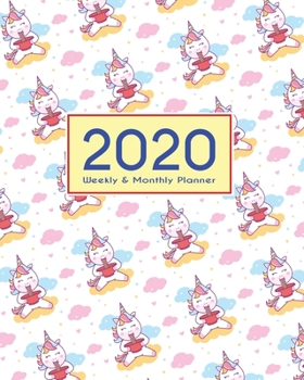 2020 Planner Weekly & Monthly 8x10 Inch: Cute Unicorn Eating Noodle One Year Weekly and Monthly Planner + Calendar Views