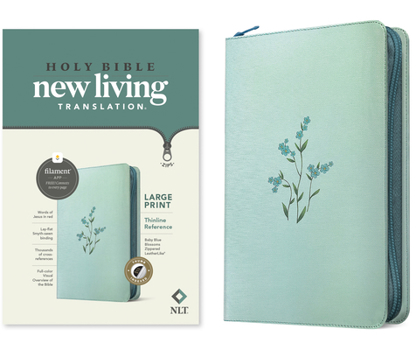 Imitation Leather NLT Large Print Thinline Reference Zipper Bible, Filament Enabled (Leatherlike, Baby Blue Blossoms, Indexed, Red Letter) [Large Print] Book