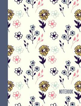 Paperback Notebook: Wide Ruled Primary Composition Book with Cute Illustrated Flowers Pattern Cover Design Book