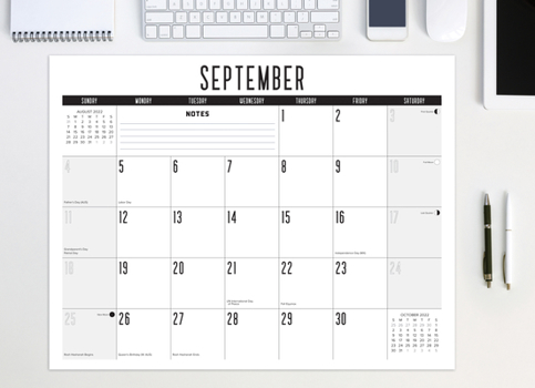 Calendar Basic 22" x 17" Large Monthly Deskpad Calendar Book