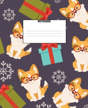 Notebook : Christmas Dog Holiday Themed Wide Ruled 120 Page Composition Notebook
