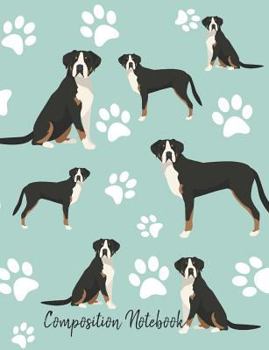 Composition Notebook: Greater Swiss Mountain Dog Paw Prints Cute School Notebook 100 Pages Wide Ruled Paper (Dog Breed Composition Books)