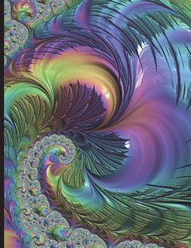 Paperback Math Notebook Cornell Notes & 4x4 Graph Paper 8.5"x11" 150 Pages: Fractal Liquid Vortex Cover Design Book