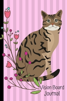 Vision Board Journal: 2020 Monthly Goal Planner Tracker Notebook Tabby Cat Pink Cover