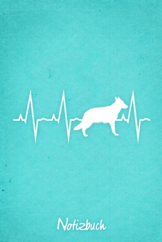 Notizbuch: Türkises kariertes Deutscher Schäferhund Herzschlag Hunde Notizheft ca DIN A5 weiß kariert 110 Seiten (German Edition)