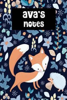 Paperback Ava's Notes: Winter Fox Personalised College Ruled Notebook Book