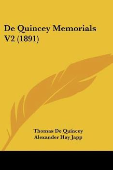 Paperback De Quincey Memorials V2 (1891) Book