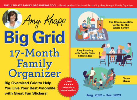 Calendar 2023 Amy Knapp's Big Grid Family Organizer Wall Calendar: August 2022-December 2023 Book