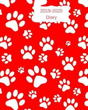 Paperback 2019-2020 Diary: 8x10 Day to a Page Academic Year Diary, Note, to Do List & Priorities on Each Page. Red & White Paw Print Cover Design Book