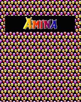 Paperback 120 Page Handwriting Practice Book with Colorful Alien Cover Amina: Primary Grades Handwriting Book