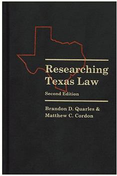 Hardcover Researching Texas Law Book